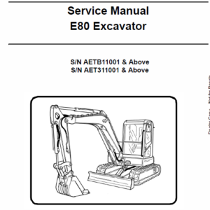 Bobcat E80 Compact Excavator Repair Service Manual
