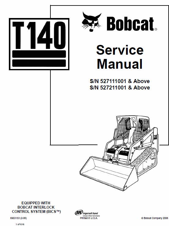 Bobcat T140 Compact Loader Service Manual