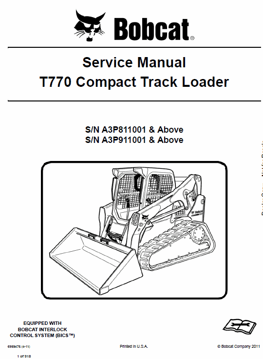 Bobcat T770 Loader Service Manual