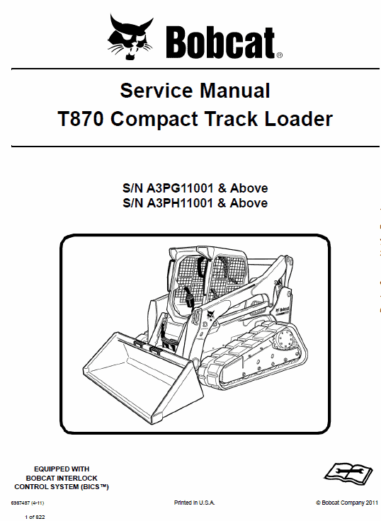 Bobcat T870 Loader Service Manual