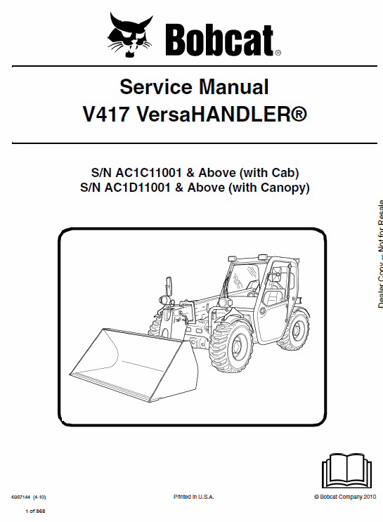Bobcat V417 VersaHANDLER Telescopic Service Manual