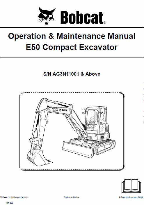 Bobcat E50 Compact Excavator Service Manual
