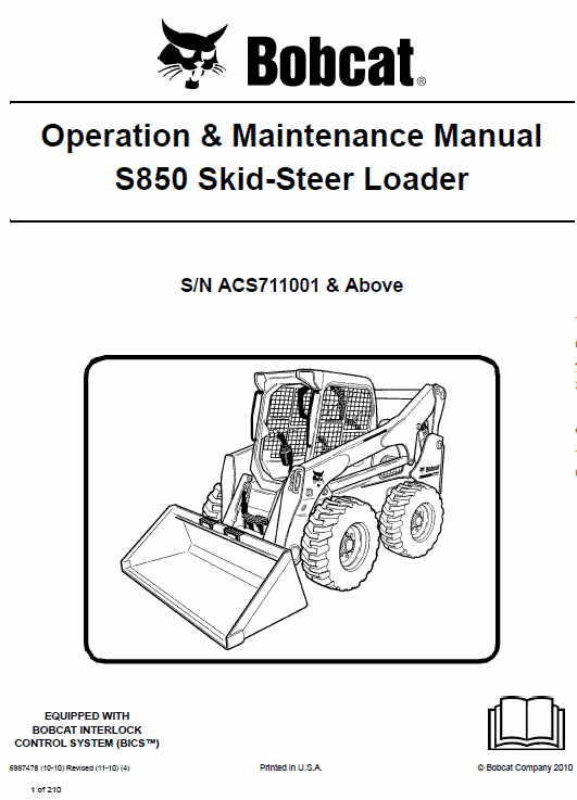 Bobcat S850 Skid-Steer Loader Service Manual