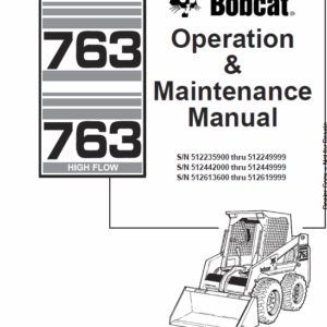 Bobcat 763 and 763HF Skid-Steer Loader Service Manual