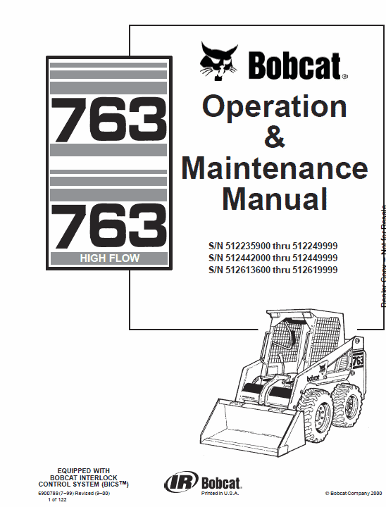 Bobcat 763 and 763HF Skid-Steer Loader Service Manual