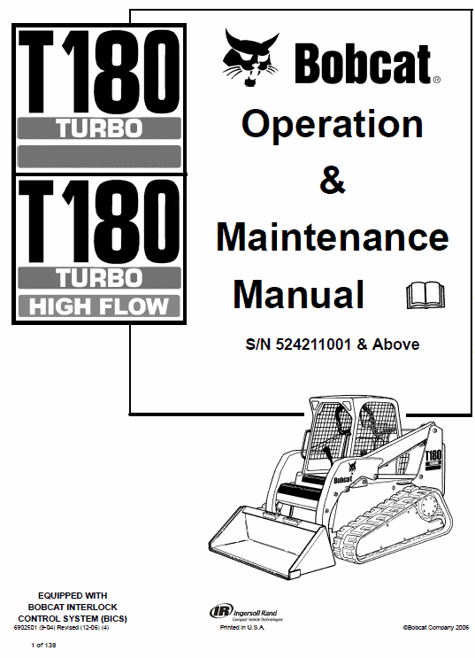 Bobcat T180    Compact Track Loader Service Manual