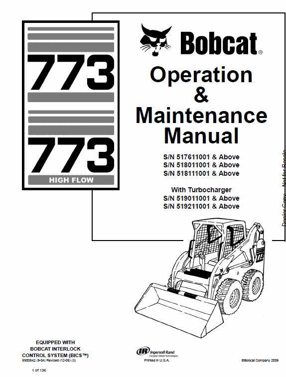 Bobcat 773 G-series Skid-Steer Loader Service Manual