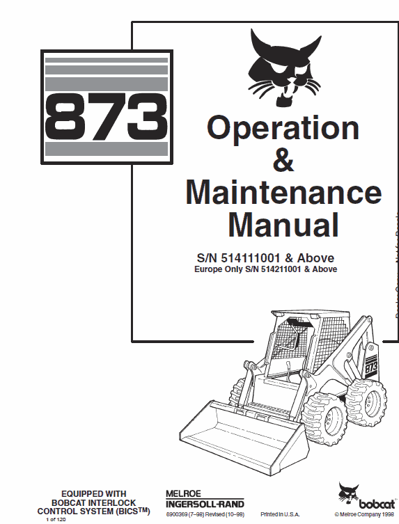 Bobcat 873 skid steer loader factory service repair manual on CD 