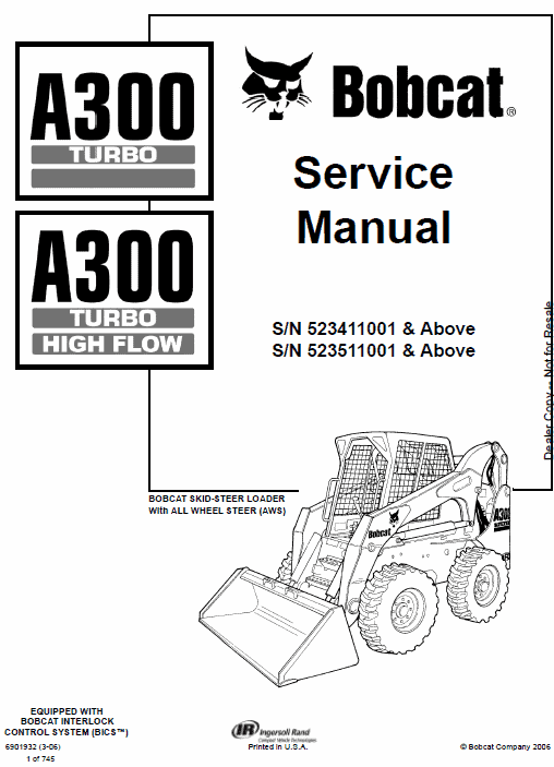 Bobcat A300 Skid-Steer Loader Service Manual
