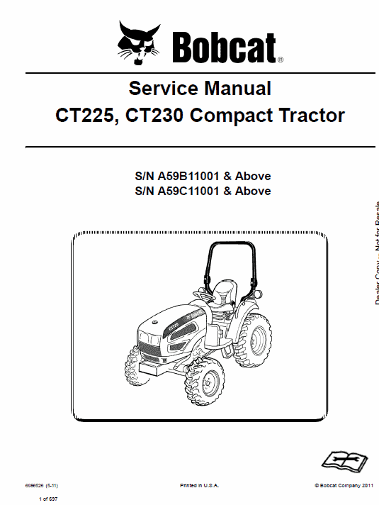 Bobcat CT225, CT230 and CT235 Compact Tractor Service Manual