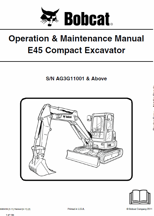 Bobcat E45 Compact Excavator Service Manual
