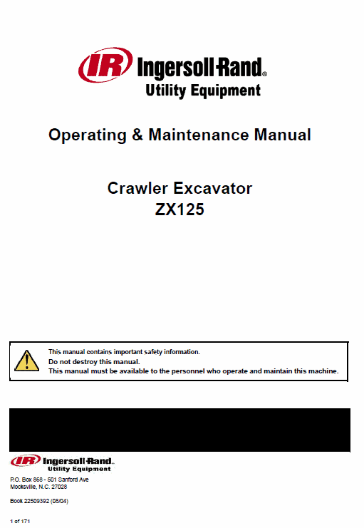 Bobcat ZX75 and ZX125 Excavator Service Manual