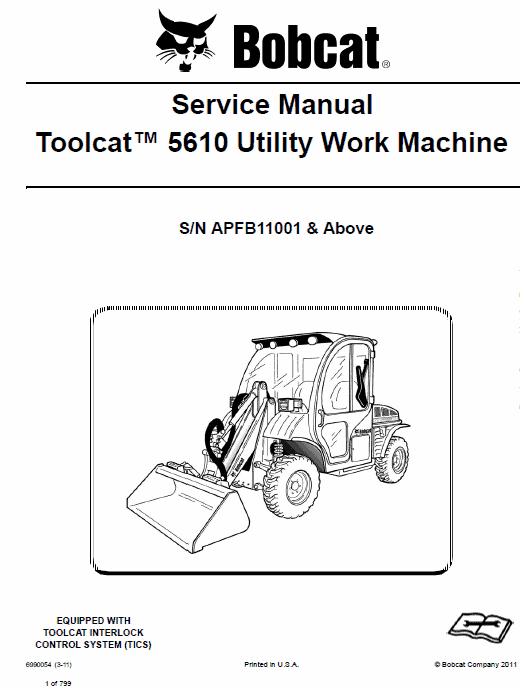 Bobcat 5610 Toolcat Utility Vehicle Service Manual