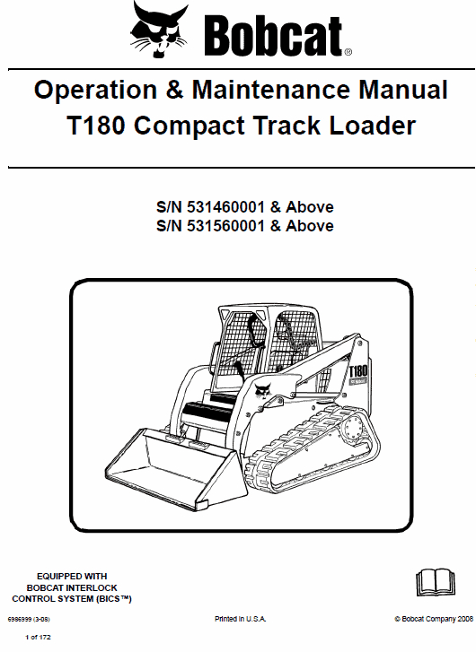 Bobcat T180 Compact Loader Service Manual