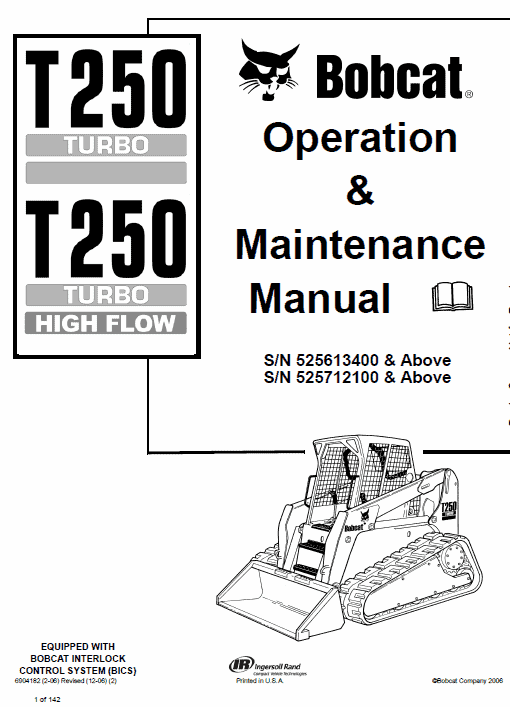Bobcat T250 Turbo and Turbo High Flow Track Loader Service Manual