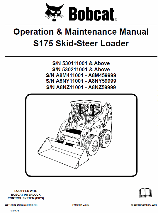 Bobcat S175 and S185 Skid-Steer Loader Service Manual