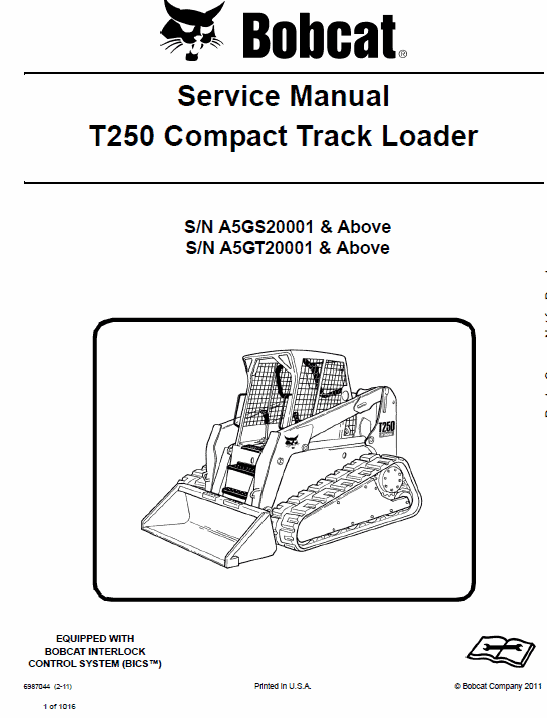 Bobcat T250 Loader Service Manual