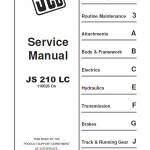 Jcb Js210 Lc Tracked Excavator Service Manual