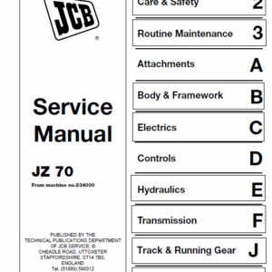 Jcb Jz70 Tracked Excavator Service Manual
