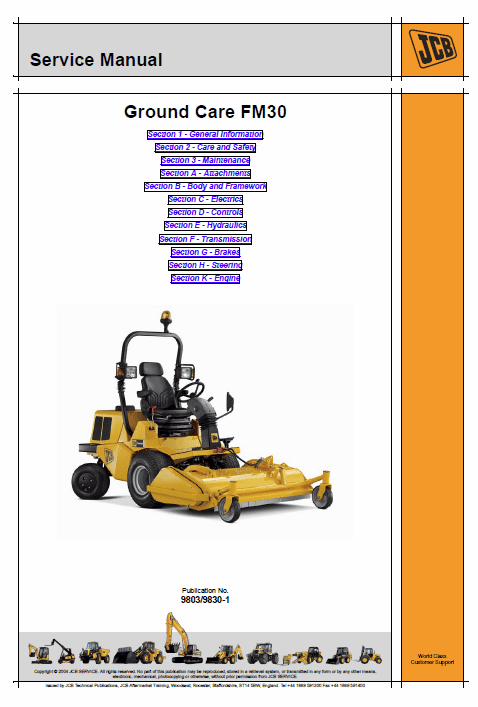 JCB FM30 Mower Service Manual