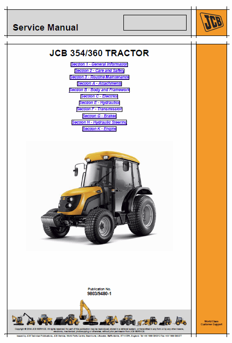 JCB 354, 360 Tractor Service Manual