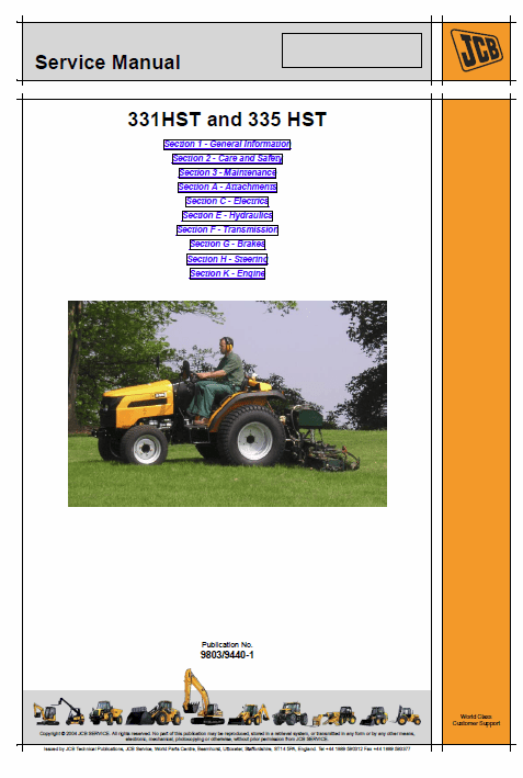JCB 331, 335 HST Tractor Service Manual