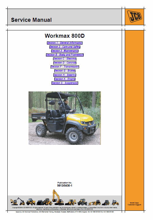 JCB 800D Workmax Utility Vehicle Service Manual