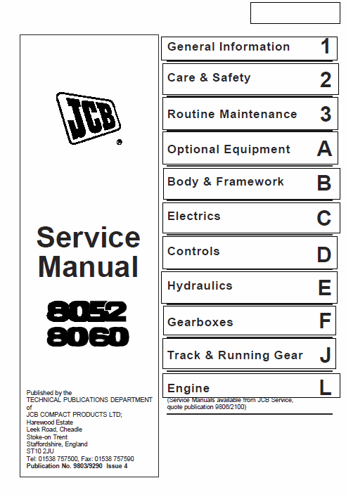 Service Manuell Jcb 8052-8060 Midi Bagger Workshop 