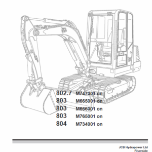 JCB 802.7, 803, 804  Mini Excavator Service Manual