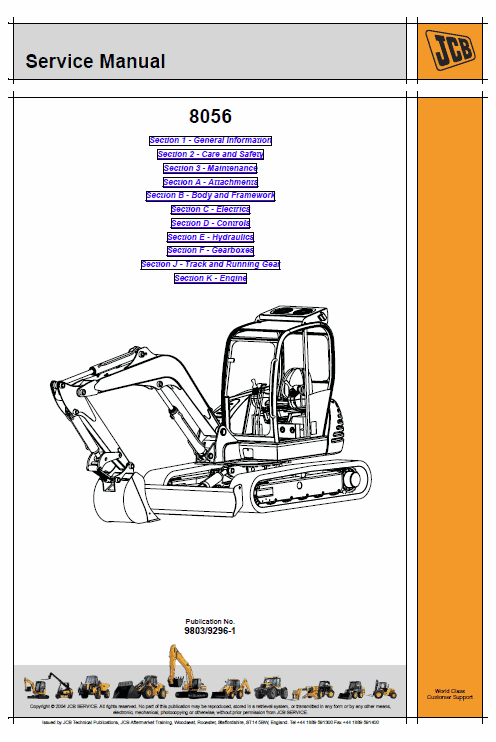 JCB 8056 Mini Crawler Excavator Service Manual