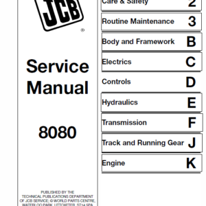 JCB 8080 Midi Excavator Service Manual
