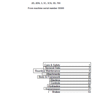 JCB 2D, 2DS, 3, 3C, 3CS, 3D, 700 Backhoe Loader Service Manual