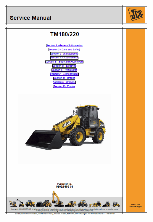 JCB TM180, TM220 Wheeled Loader Service Manual
