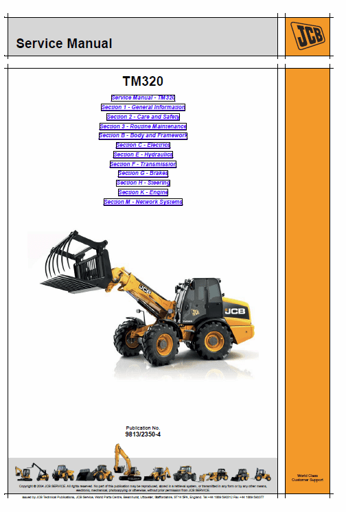 JCB TM320 Wheeled Loader Shovel Service Manual