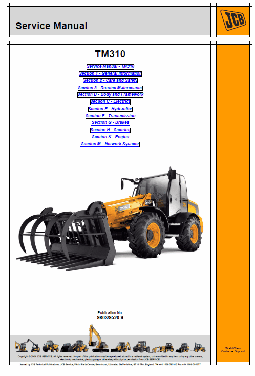 JCB TM310 Wheeled Loader Shovel Service Manual