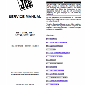 Jcb 2tft, 2ths, 2tst, 3.5tst, 3tft, 3tst Site Dumper Thwaites Service Manual