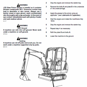 JCB 8013, 8015, 8017, 8018 Mini Excavator Service Manual