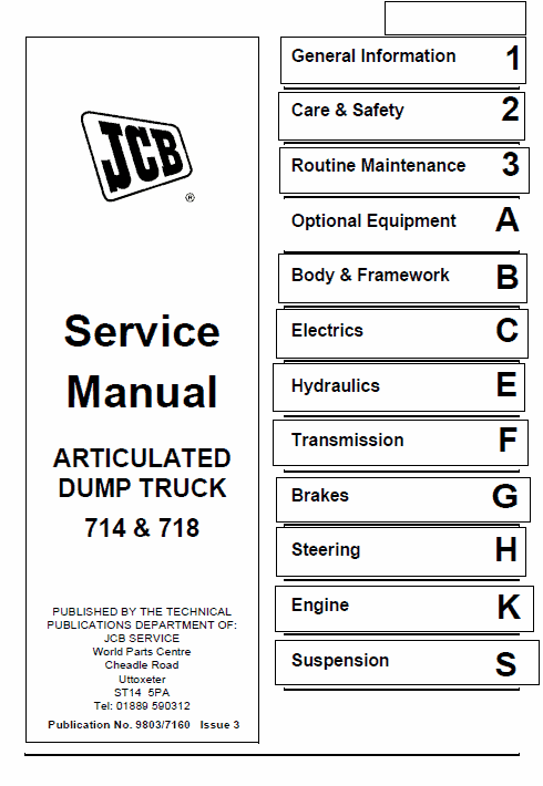 JCB 714, 718 Articulated Dump Truck Service Manual