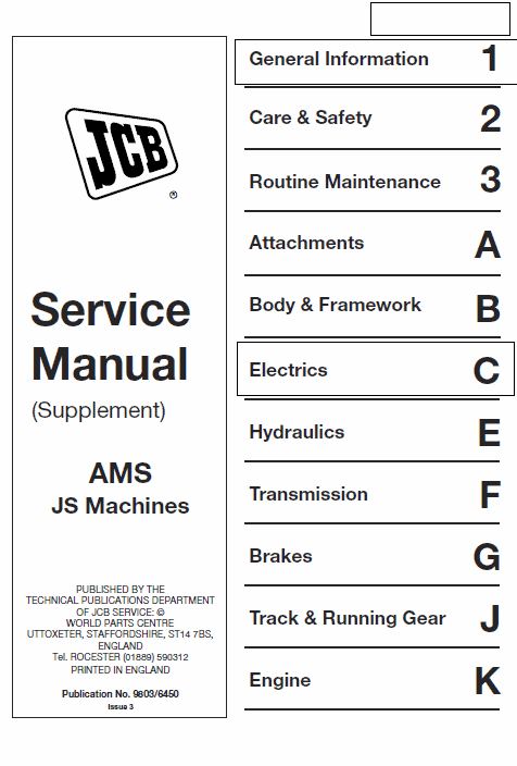 Jcb Js330, Js450, Js460 Manual Tracked Excavator Service Manual