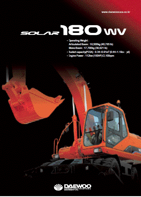 Doosan Daewoo Solar S180w-v Excavator Service Manual