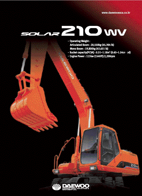 Doosan Daewoo Solar S210w-v Excavator Service Manual
