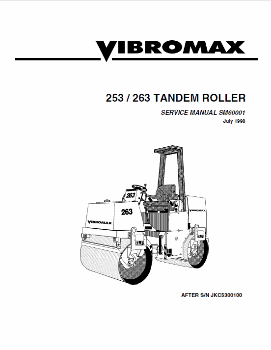 Jcb Vibromax 253, 263 Tandum Roller Service Manual