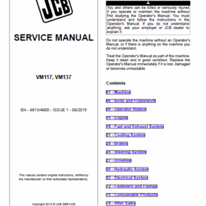 Jcb Vibromax Vm117, Vm137 Tier 2 Service Manual
