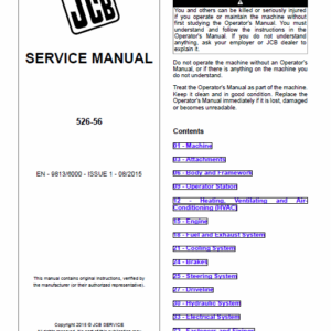 Jcb 526-56 Loadall Telescopic Handlers Service Manual