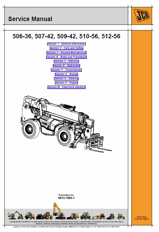 Jcb 506-36, 507-42, 509-42, 510-56, 512-56, 514-56, 516-42 Loadall Service Manual
