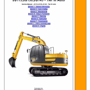 Jcb Js115, Js130, Js145 Tier 3 Auto Excavator Service Manual