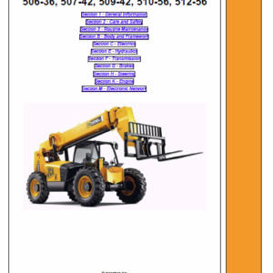 Jcb 506-36, 507-42, 509-42, 510-56, 512-56, 514-56, 516-42 Loadall Service Manual