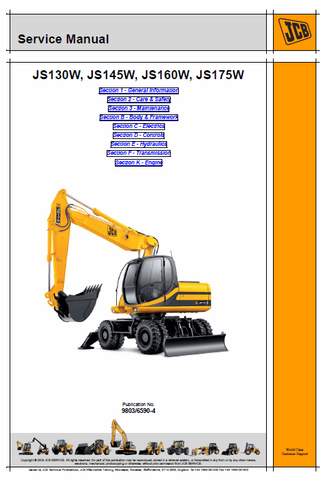 Jcb Js130w, Js145w, Js160w, Js175w Wheeled Excavator Service Manual