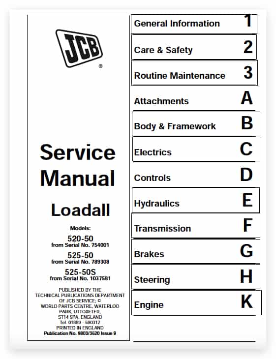 Jcb 520-50, 525-50 Year 1996 – 2012 Loadall Service Manual
