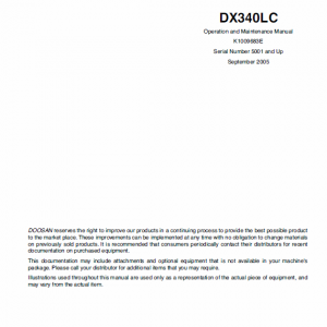 Doosan Daewoo Dx340lc Excavator Service Manual